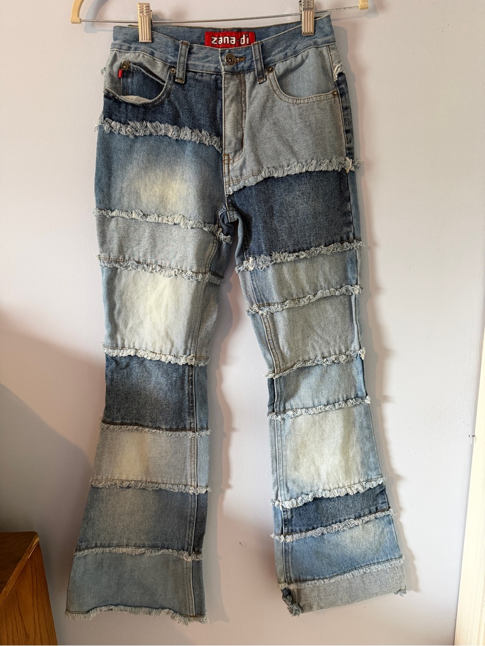 Zana Di Patchwork Multi-Tone Blue Flare Jeans